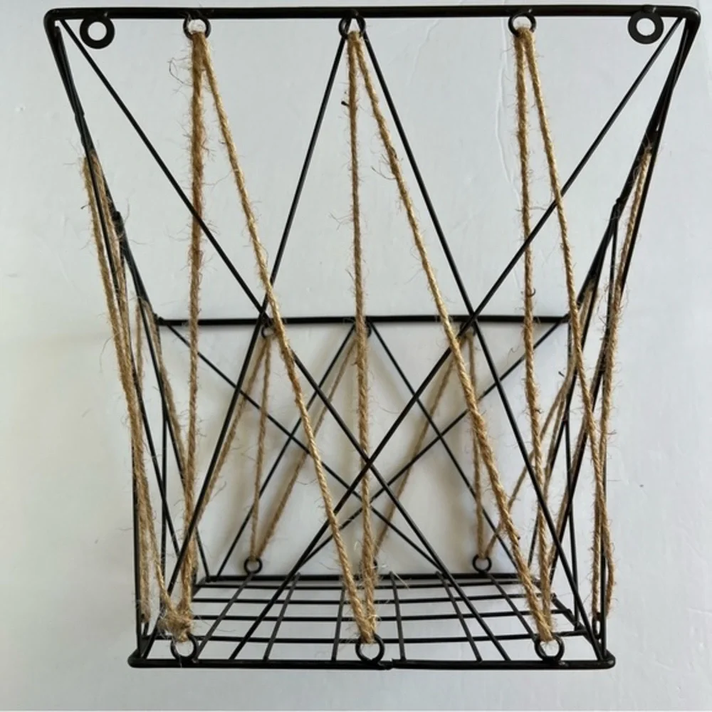 metal and twine basket home‎ decor hanging entryway bin